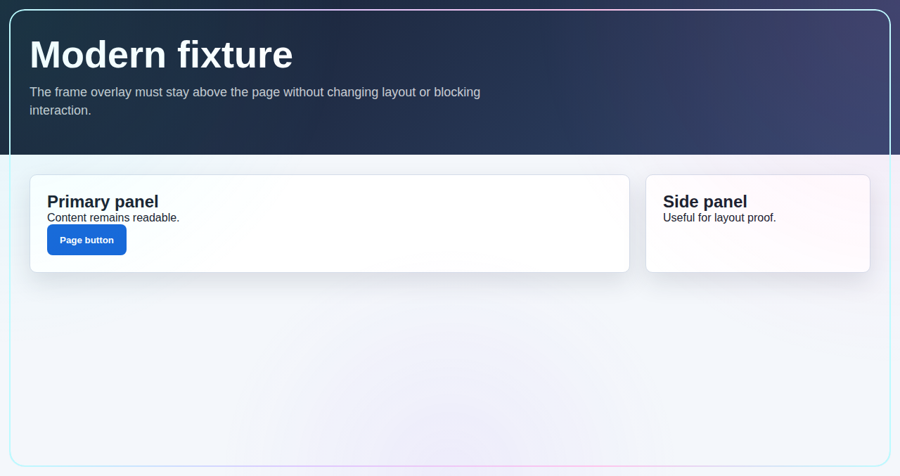 Nice Frame Glow Filter applied to a browser test page